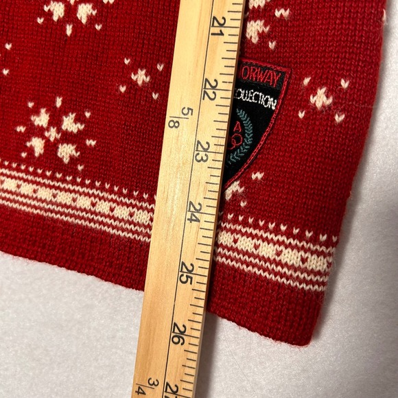 Dale of Norway US Olympic Collection Red Wool Nordic Snowflake Quarter Zip Small - Picture 7 of 16
